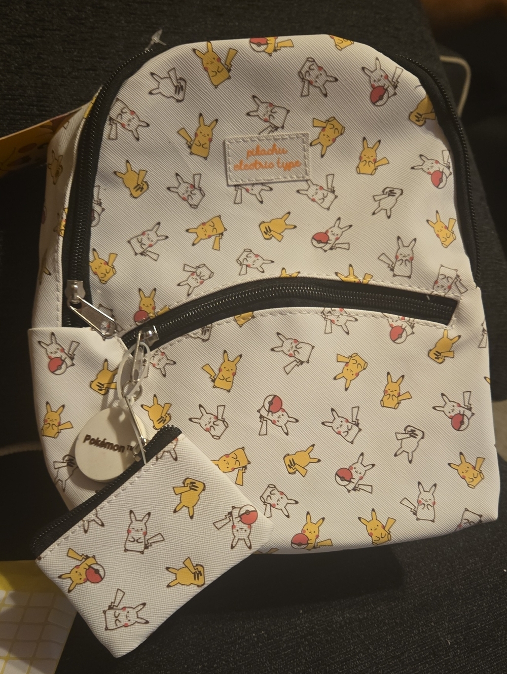 Pokemon White Pikachu Pattern Mini Backpack with Matching Pouch 1003